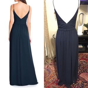 NWOT Levkoff Chiffon Gown  Dress in Navy 4